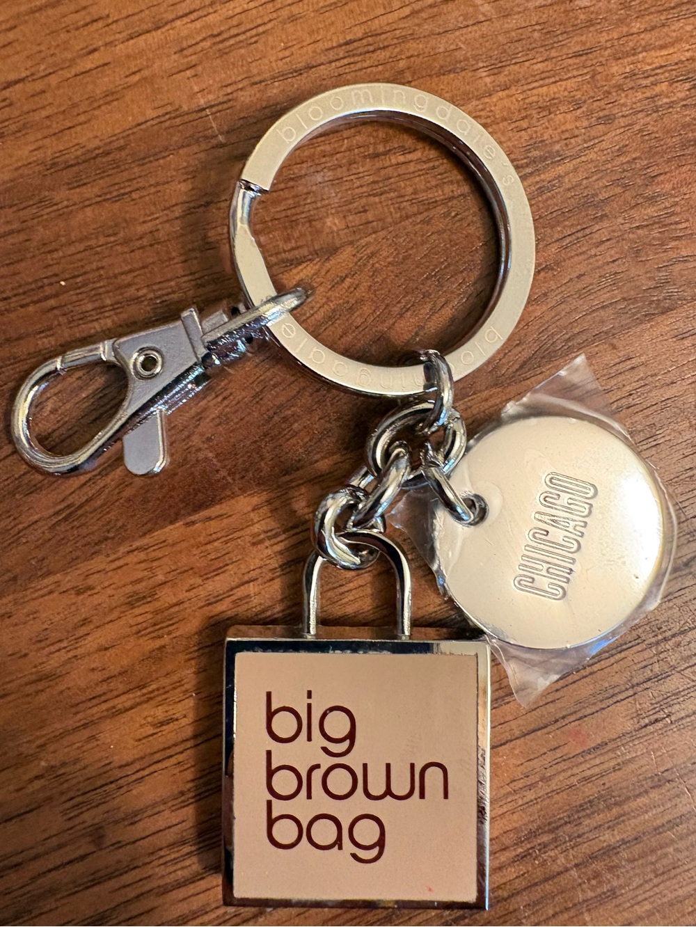 Bloomingdale's Gold and Silver Big Brown Bag Keychain : Purse Charm